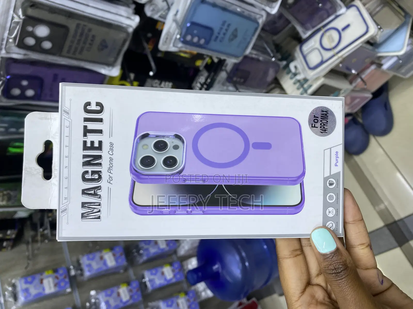Jetech Magnetic iPhone 14 Pro Max Purple Clear Case