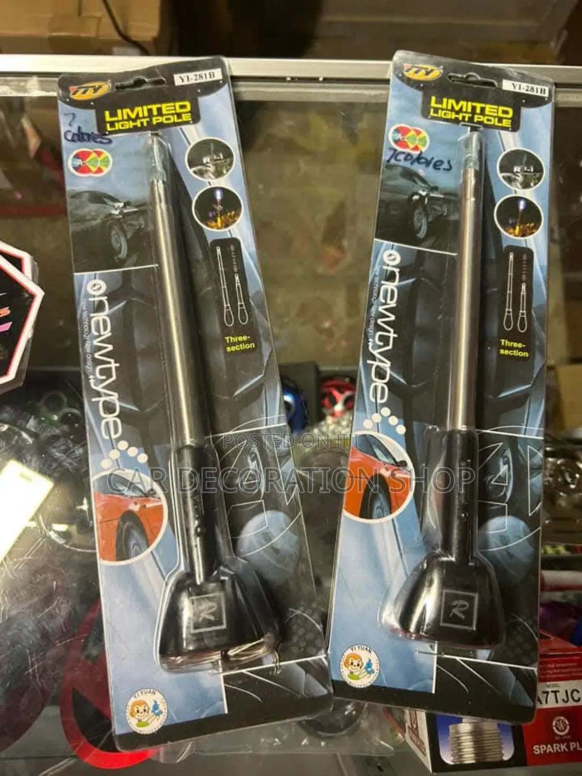 Car Corner Light Pole With Blue Light at the Tip