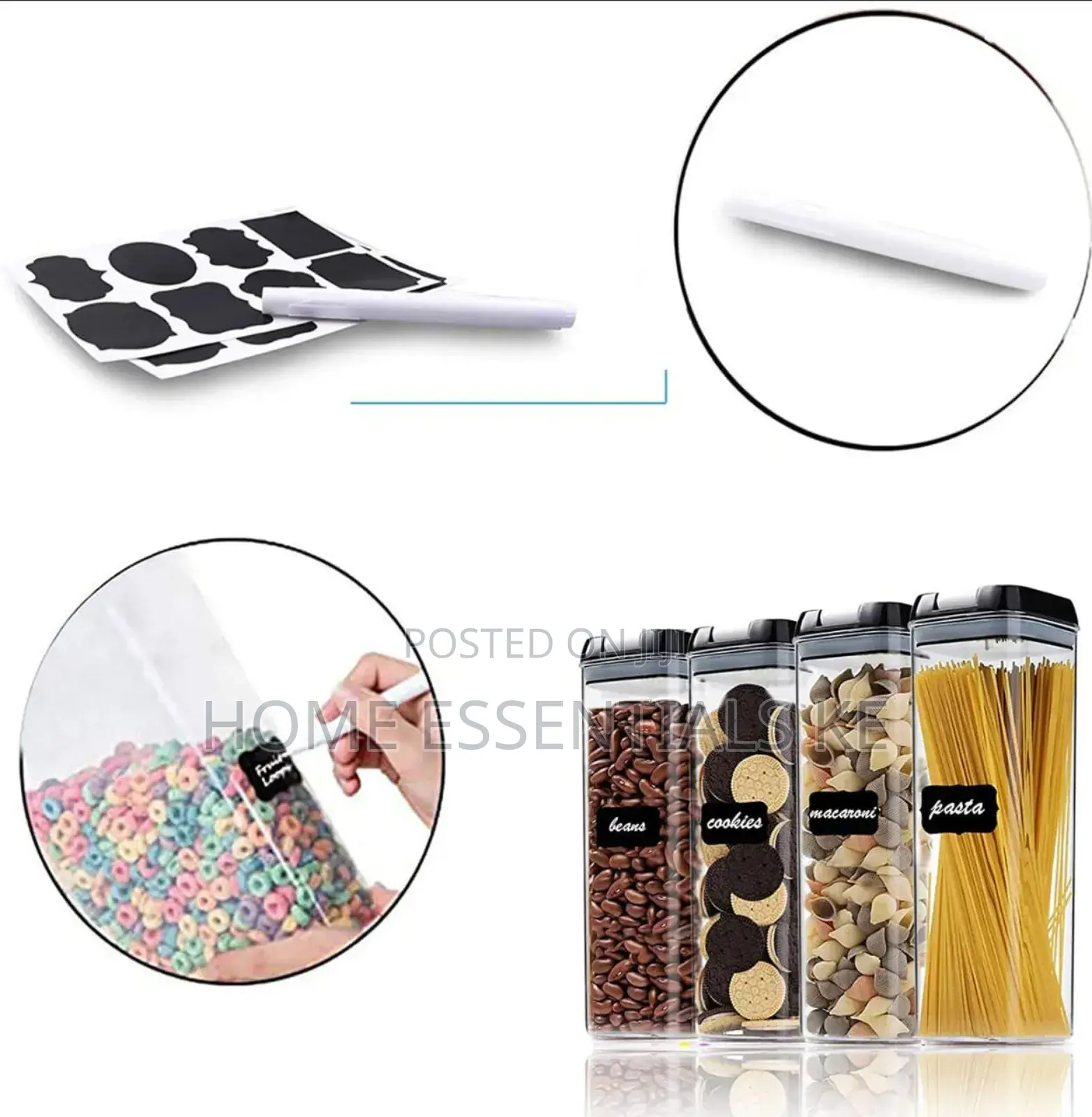 *4pcs Acrylic Cereal Food/Pantry Storage Conts 1.9l