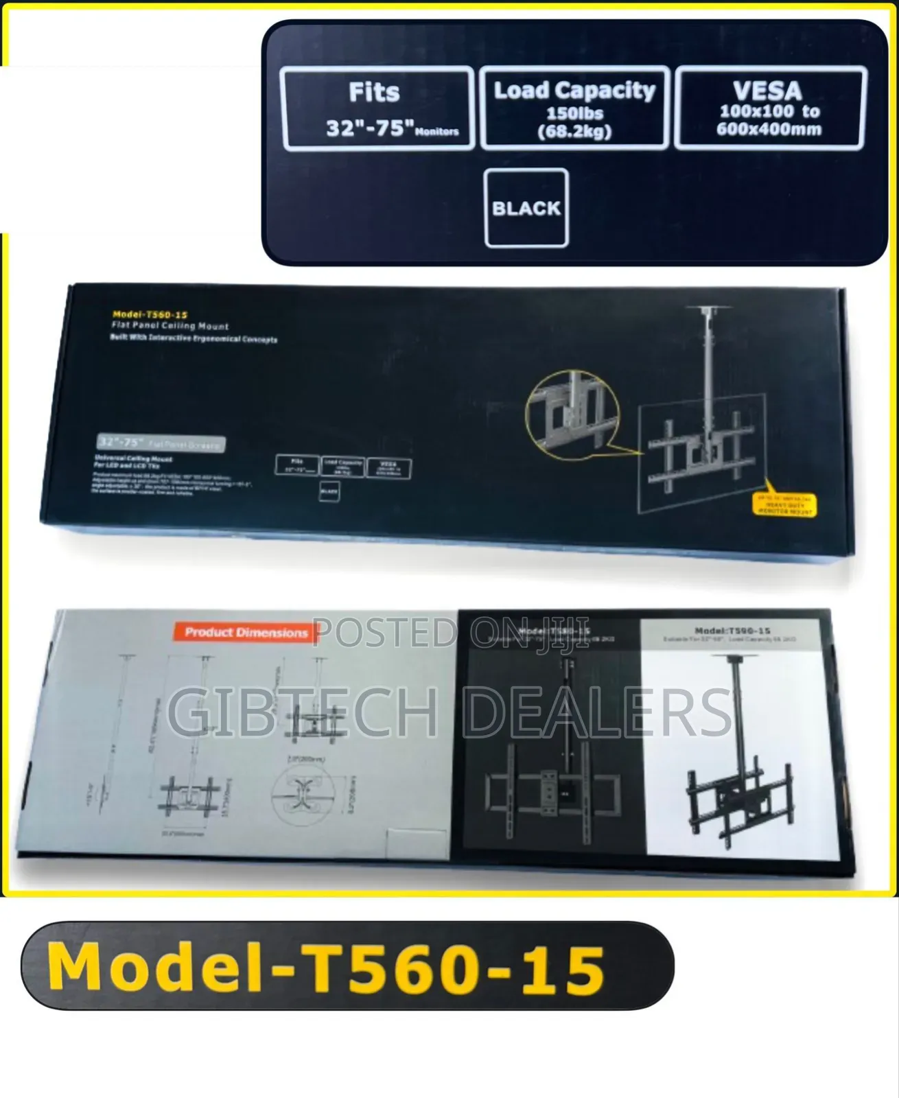 Tv Mount Ceiling Bracket for 32-75 Inches