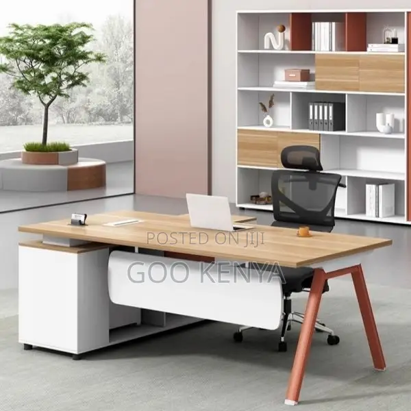 Office Table ; 1.8meters Pedestal L-Shape Executive Desk