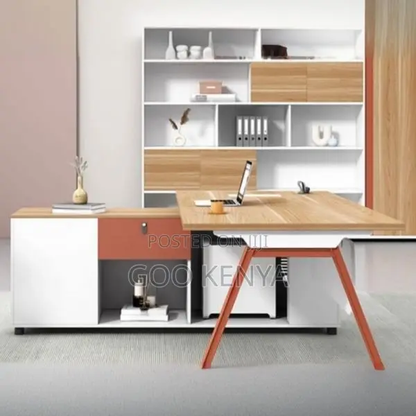 Office Table ; 1.8meters Pedestal L-Shape Executive Desk