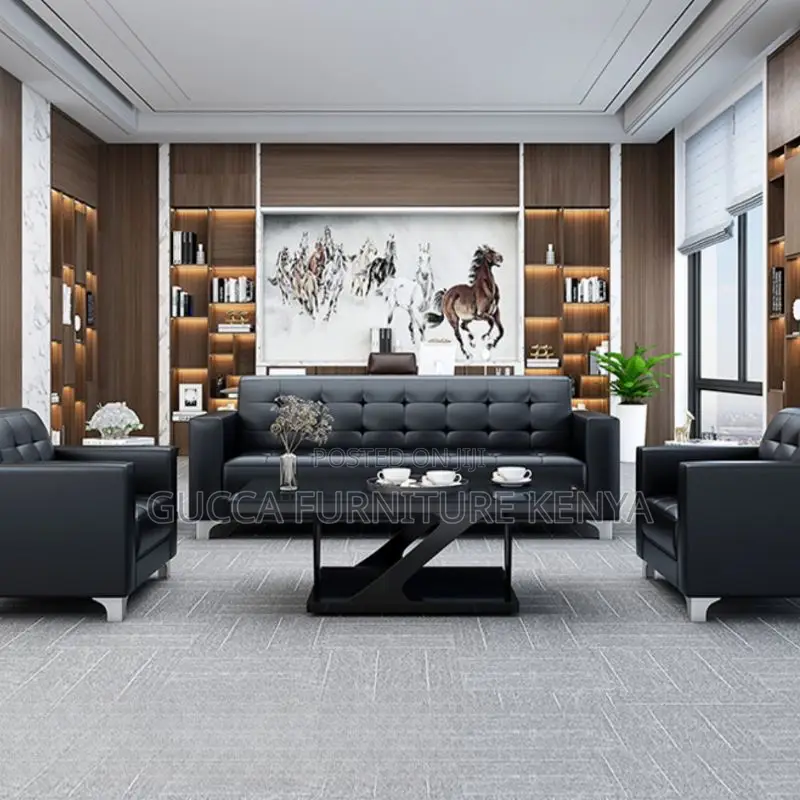 Sofas: 5-Seater Contemporary Hydrophobic Pu Leather Sofa