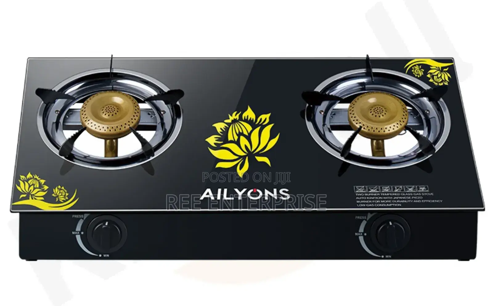 Ailyons 2 Burner Table Top Stainless Steel Gas Stove Cooker