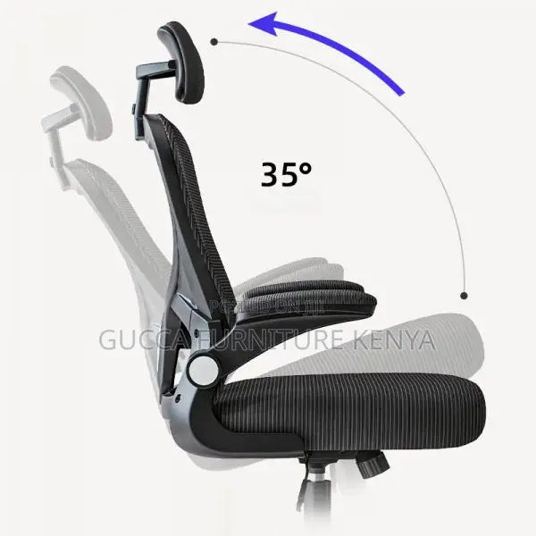 Office Chair: Ergonomic Flip-Up Armrest and Headrest Chair