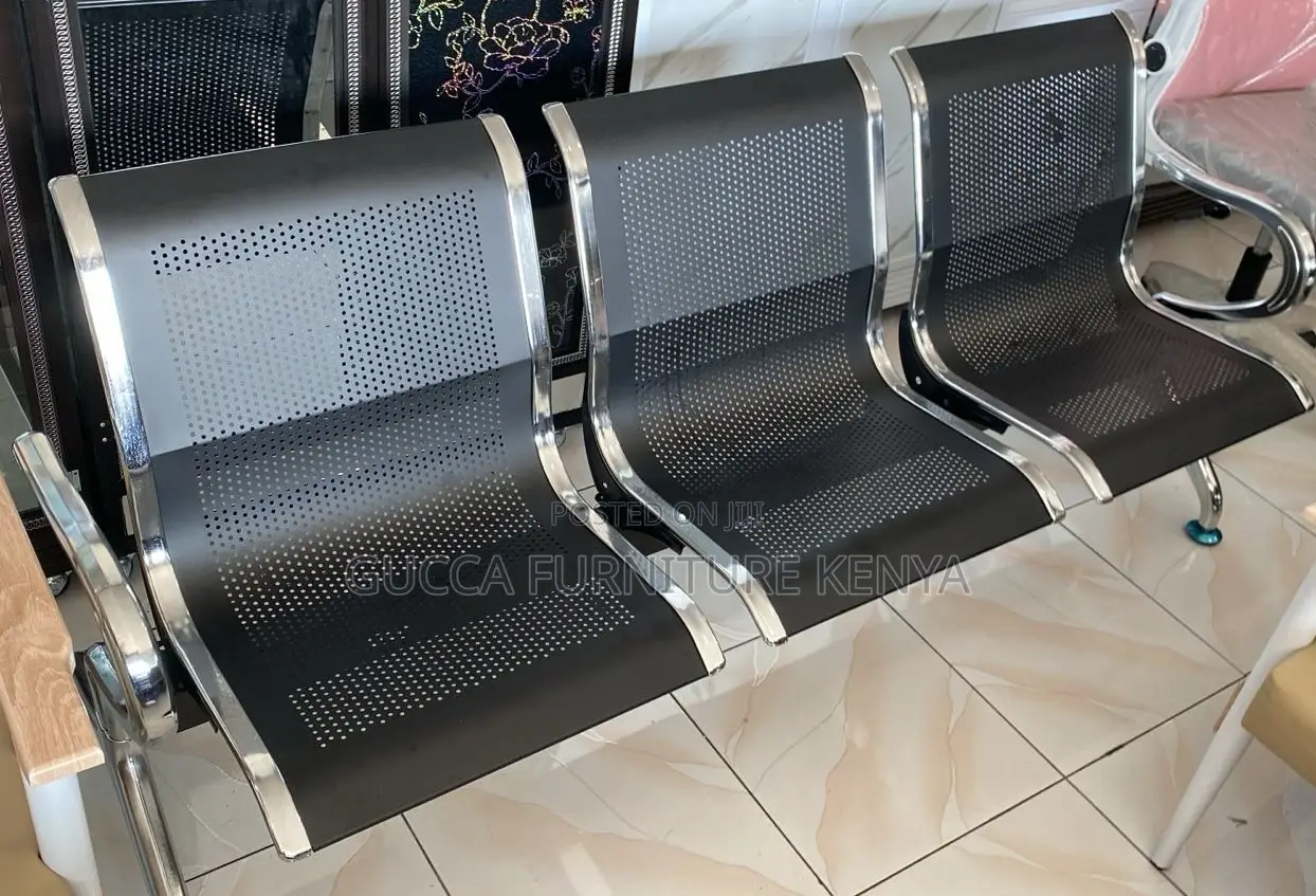 Office Bench: Metallic Office 3-Seater Waiting Chair