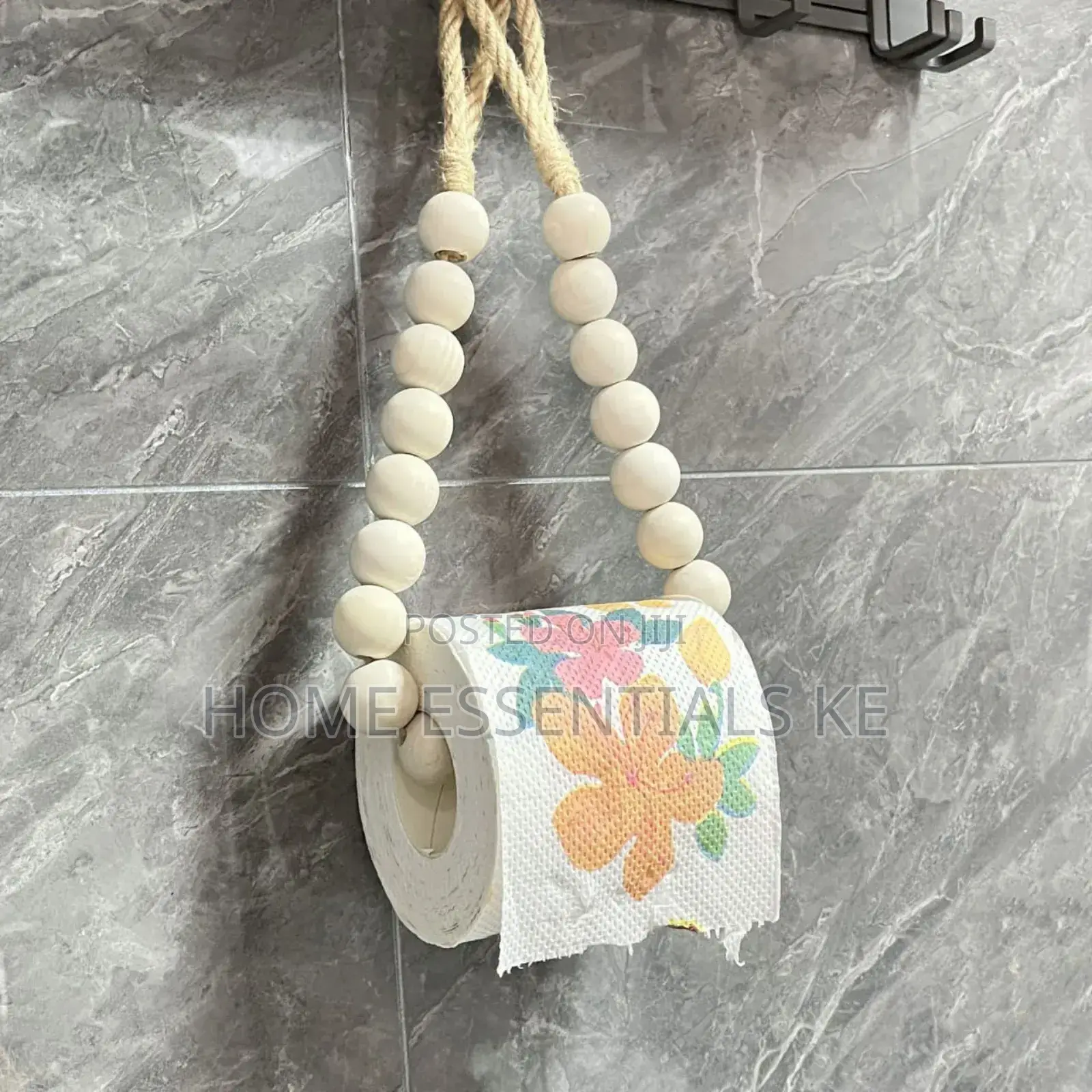 *Creative Natural Wood Beaded Toilet Paper Roll Holder*