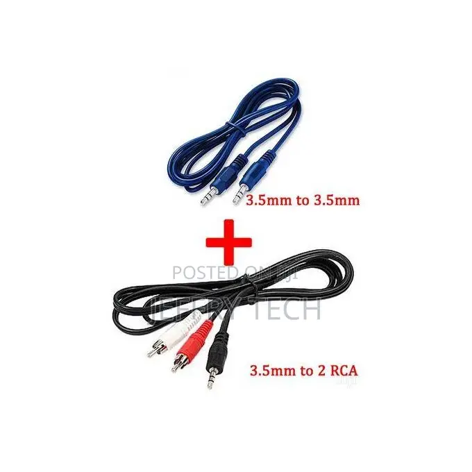 2pcs 3.5mm 2xrca Auxilliary Audio Cables Stereo Car DVD