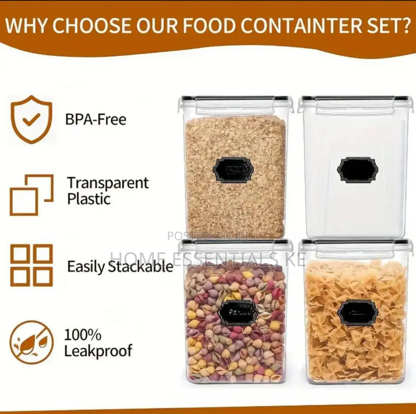 4pcs Bpa-Free Airtight Food Storage Containers* 5.2l X 4