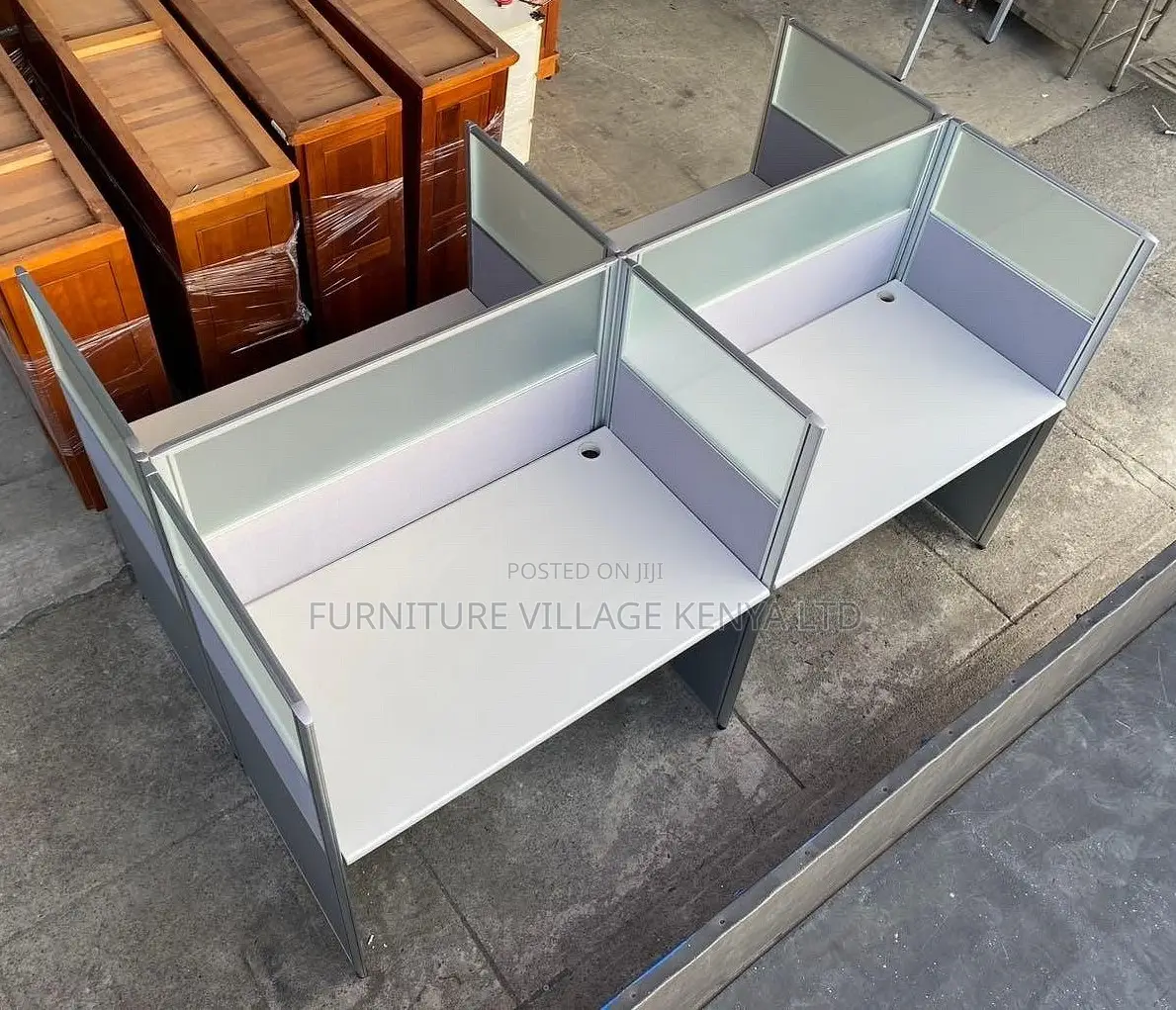 Workstations: Modular Office Four-Way Desk Configuration