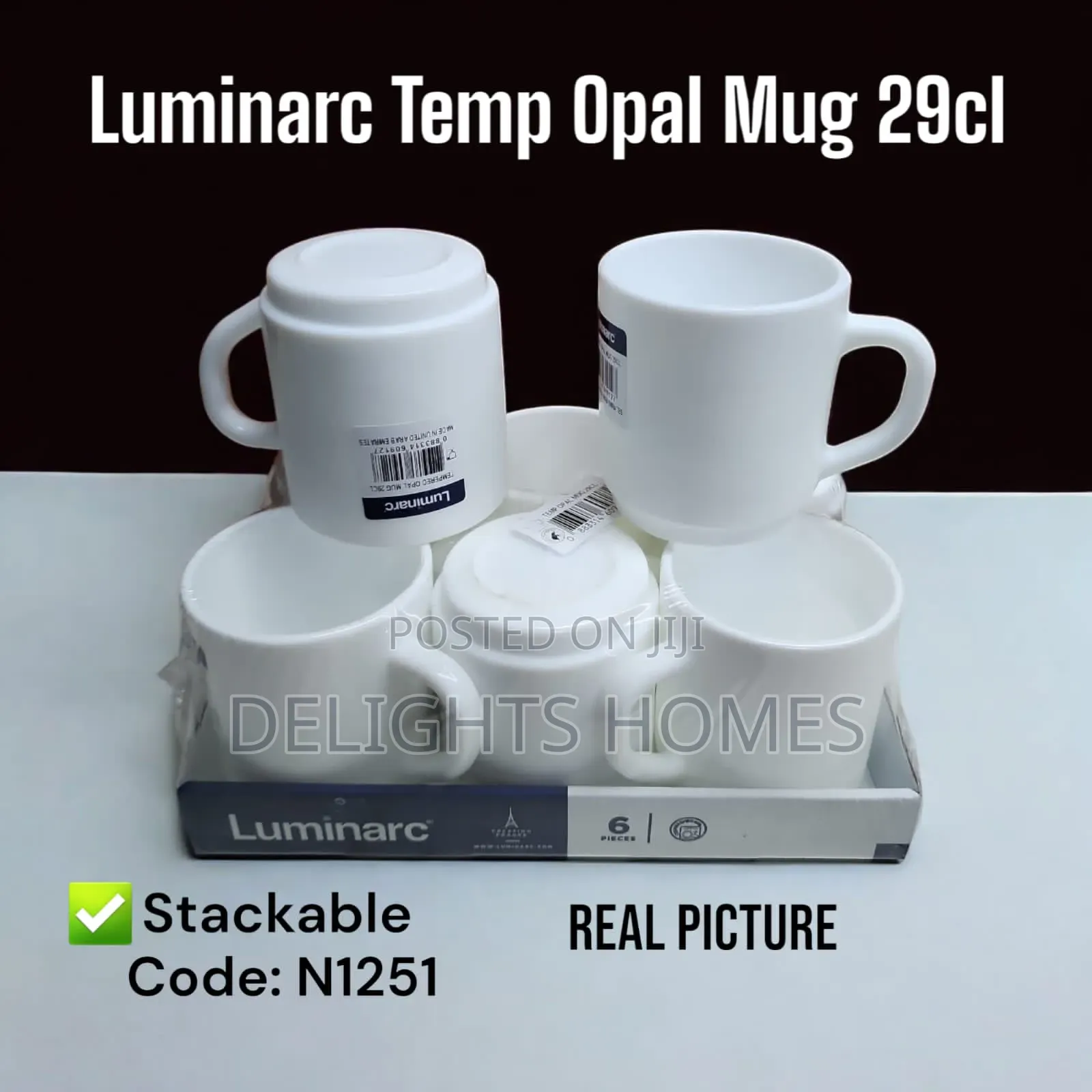 6pcs Luminarc Tempered Opal Mug 29cl