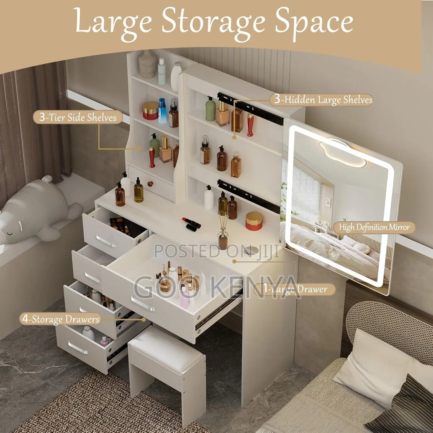 Dressers Tables ; Lighted Modern Makeup Vanity Table