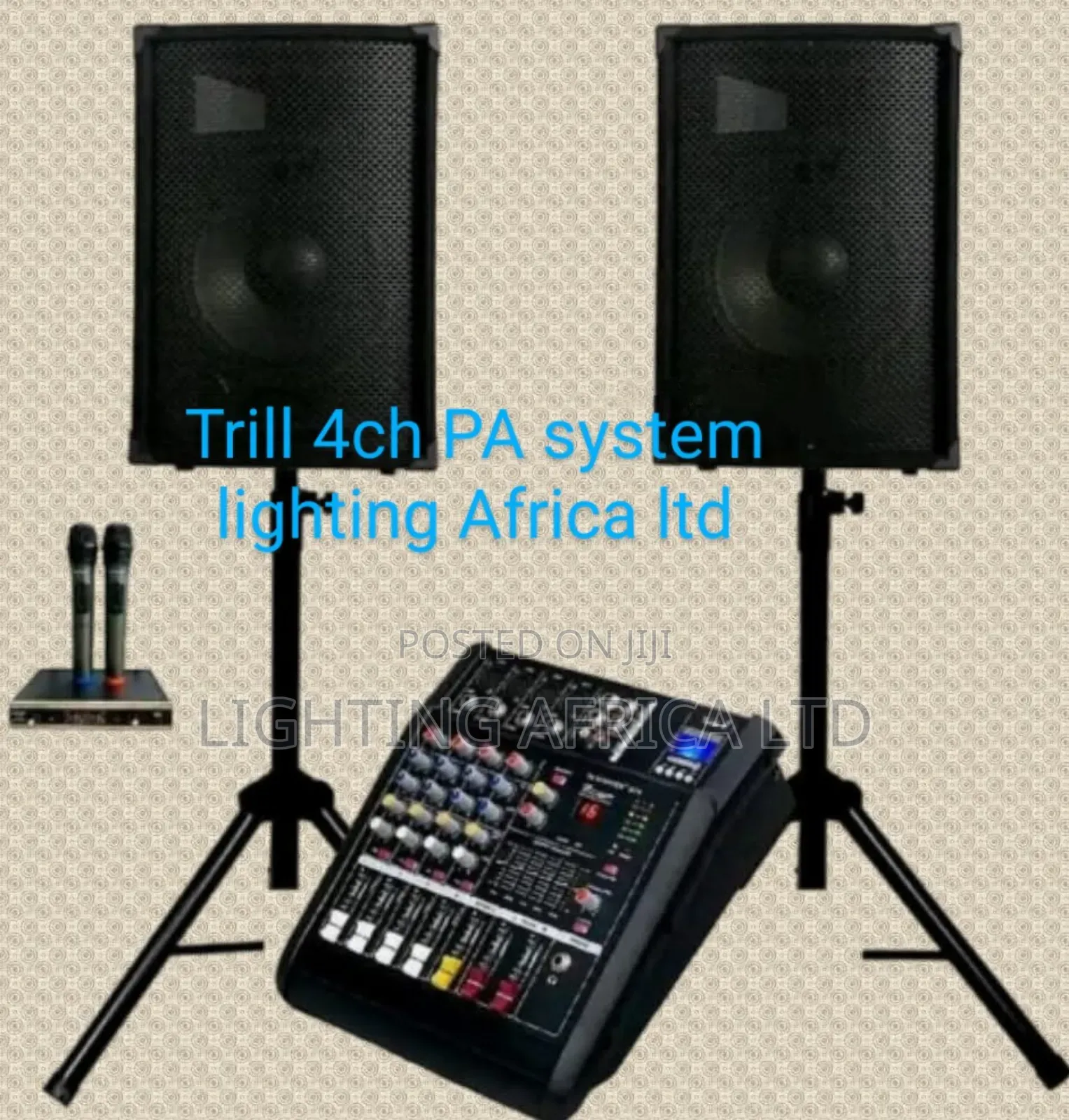 (2)Trill 15" Mid Speakers - 4 Channels Powered Mixer - Wireless Mic