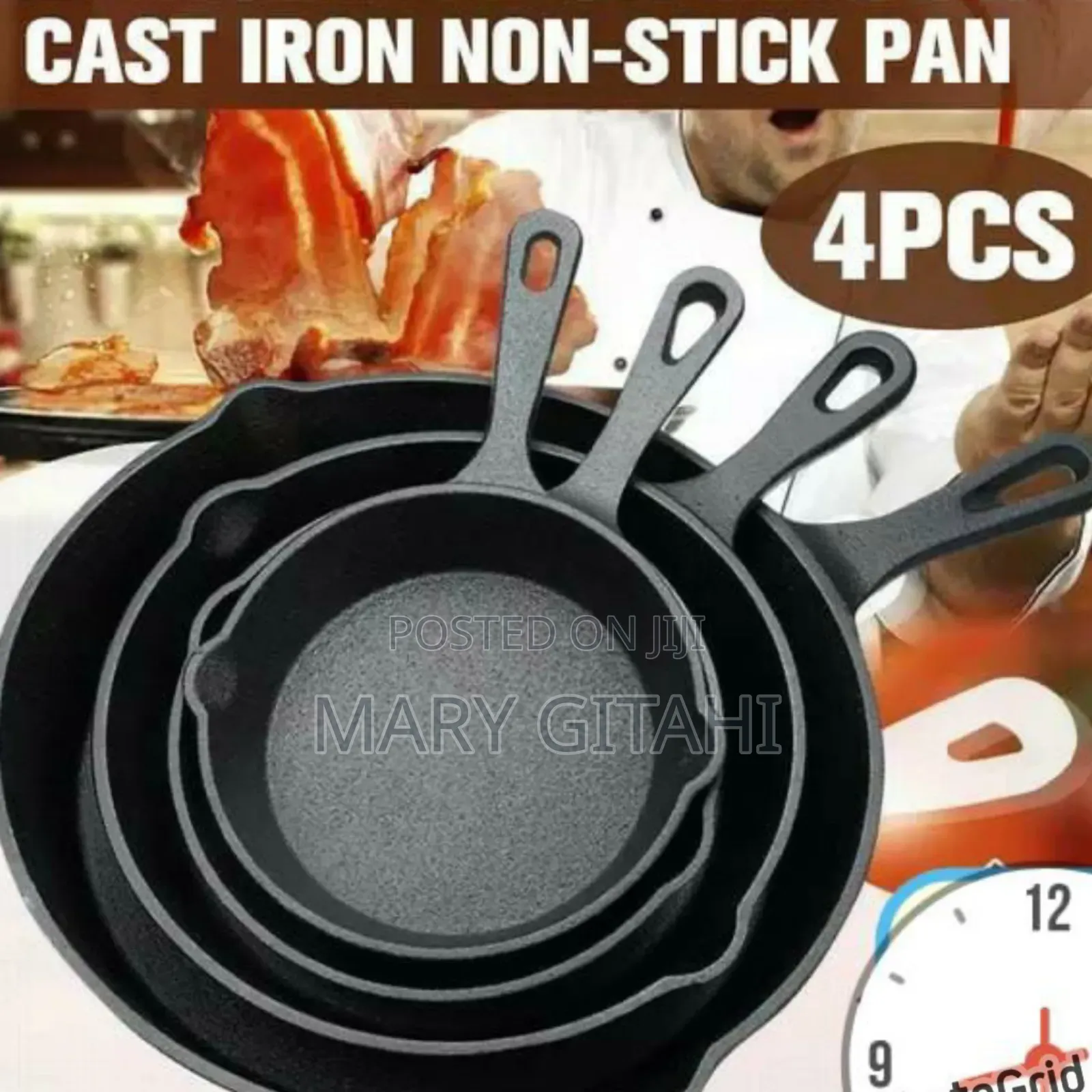 Heavy Cast Iron Frying Pan Cooking Skillet Egg Steak Fry Pan