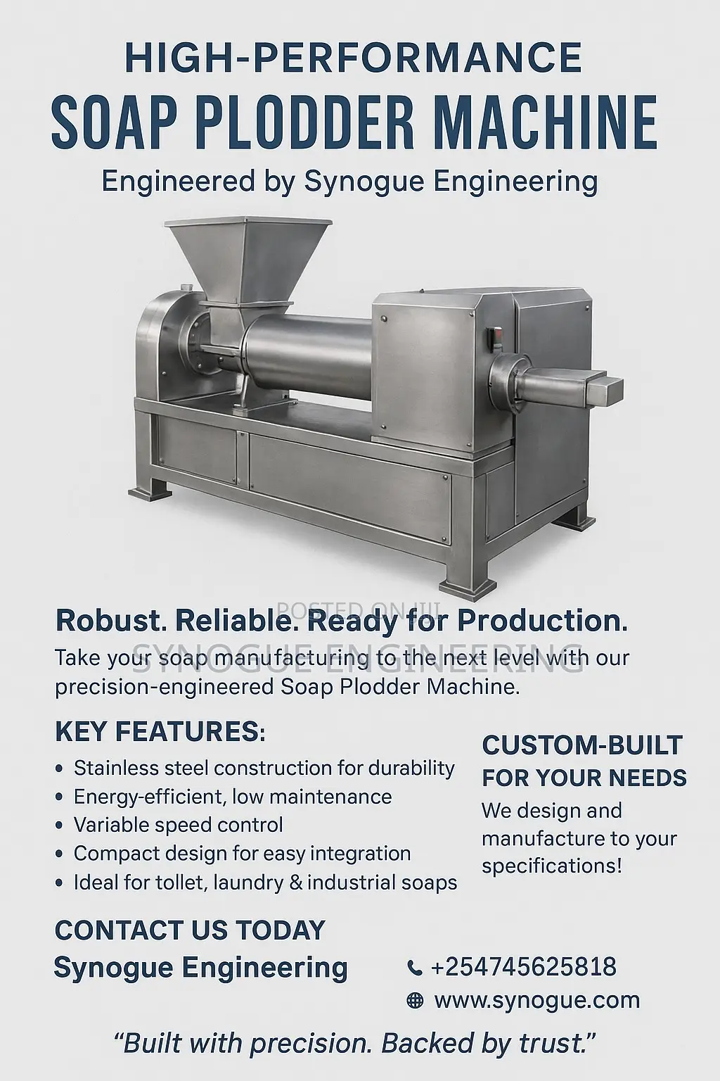 Stainless Steel Soap Plodder Machine (Bar Soap Machine)