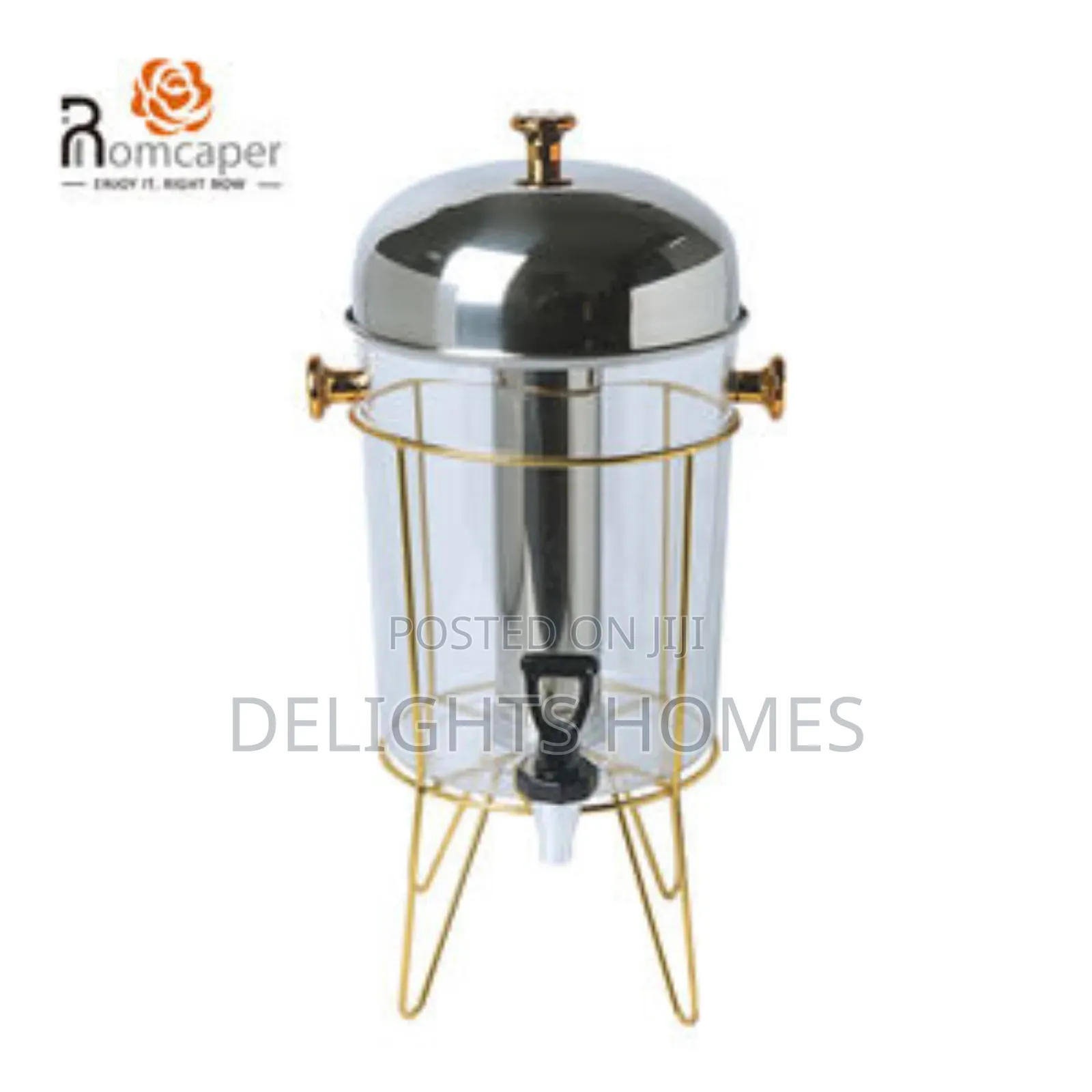 8l Golden Metal Frame Juice Dispenser