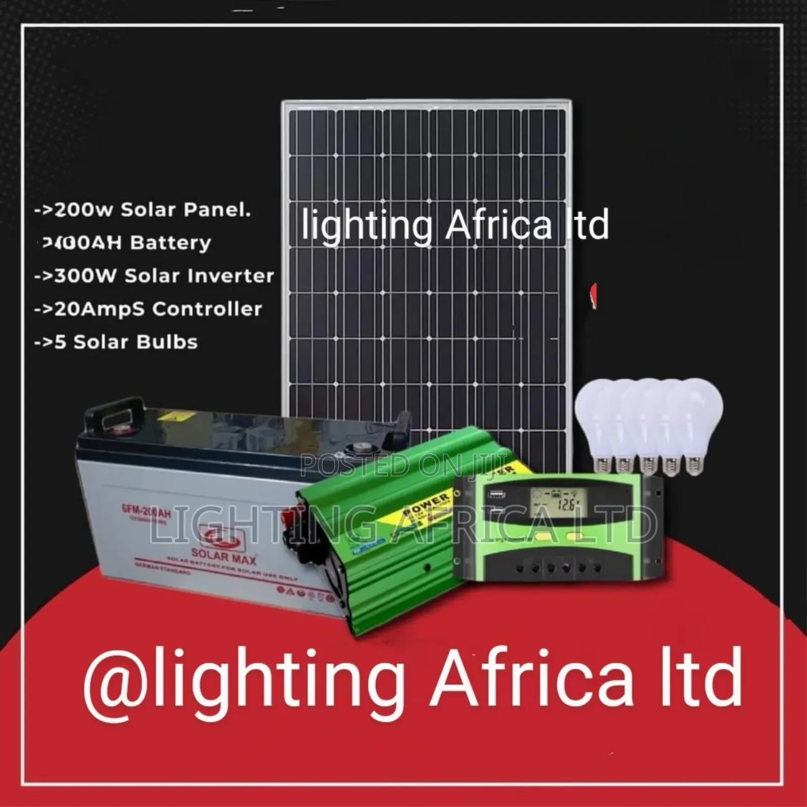 200w Full Solar Kit +300w Inverter+20a Controller
