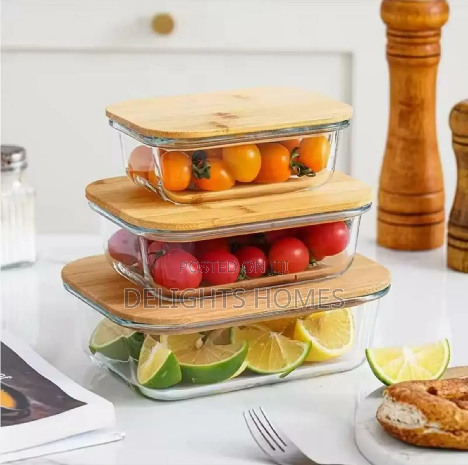 3in1 Snack Storage Box Set Wooden Top Lid-Alp