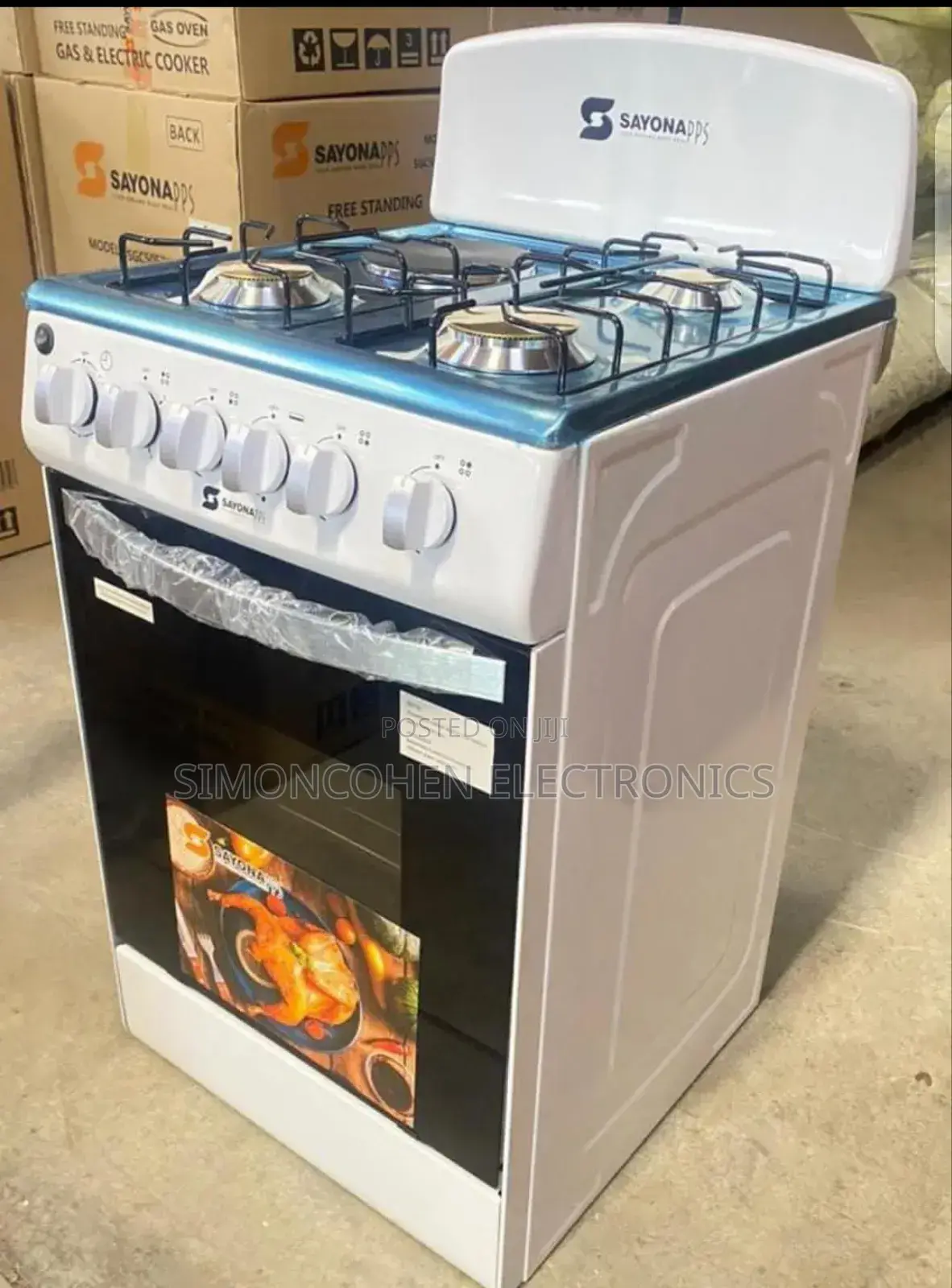 Black Sayona 3g+1e Standing Cooker With Electric Oven