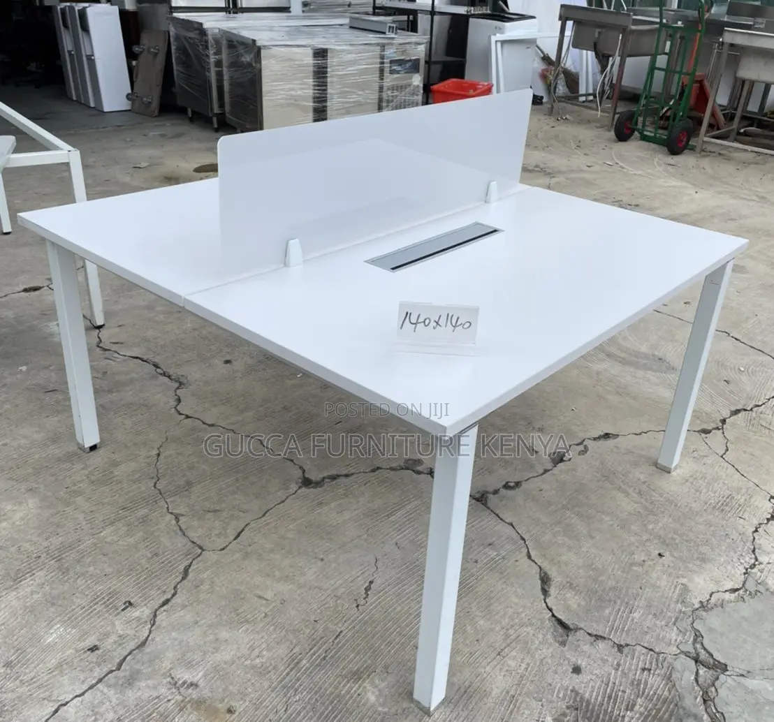 Office Desk:120cm White Two-Person Sitting Office Desk