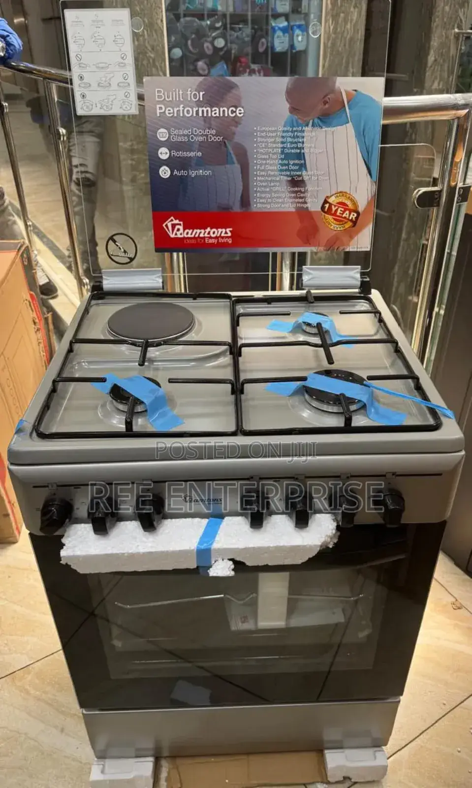 Ramtons 3g+1e 60x55 Silver Cooker - Rc/706