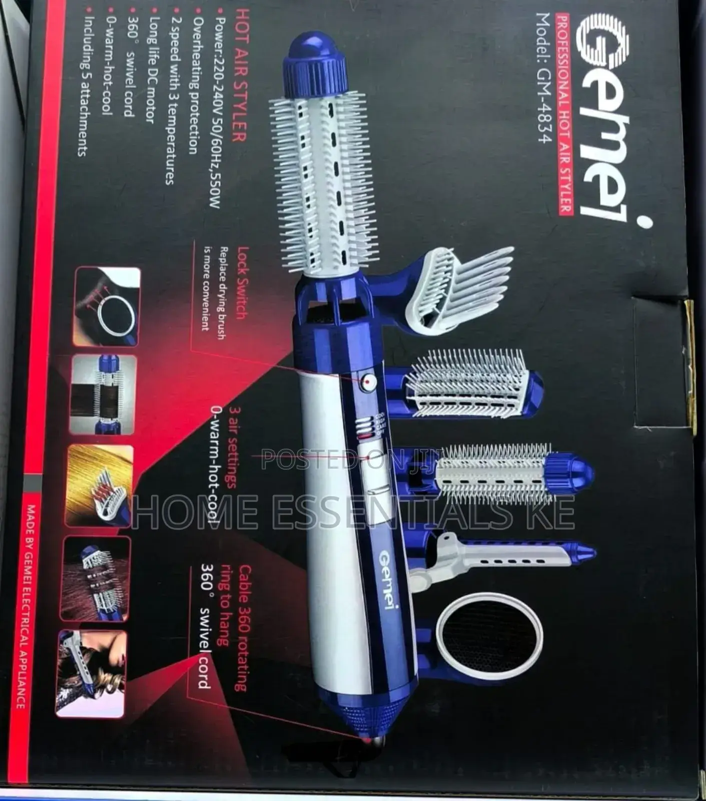 Gemei 6 in 1
Hot Air Styler
Over Heating Protection