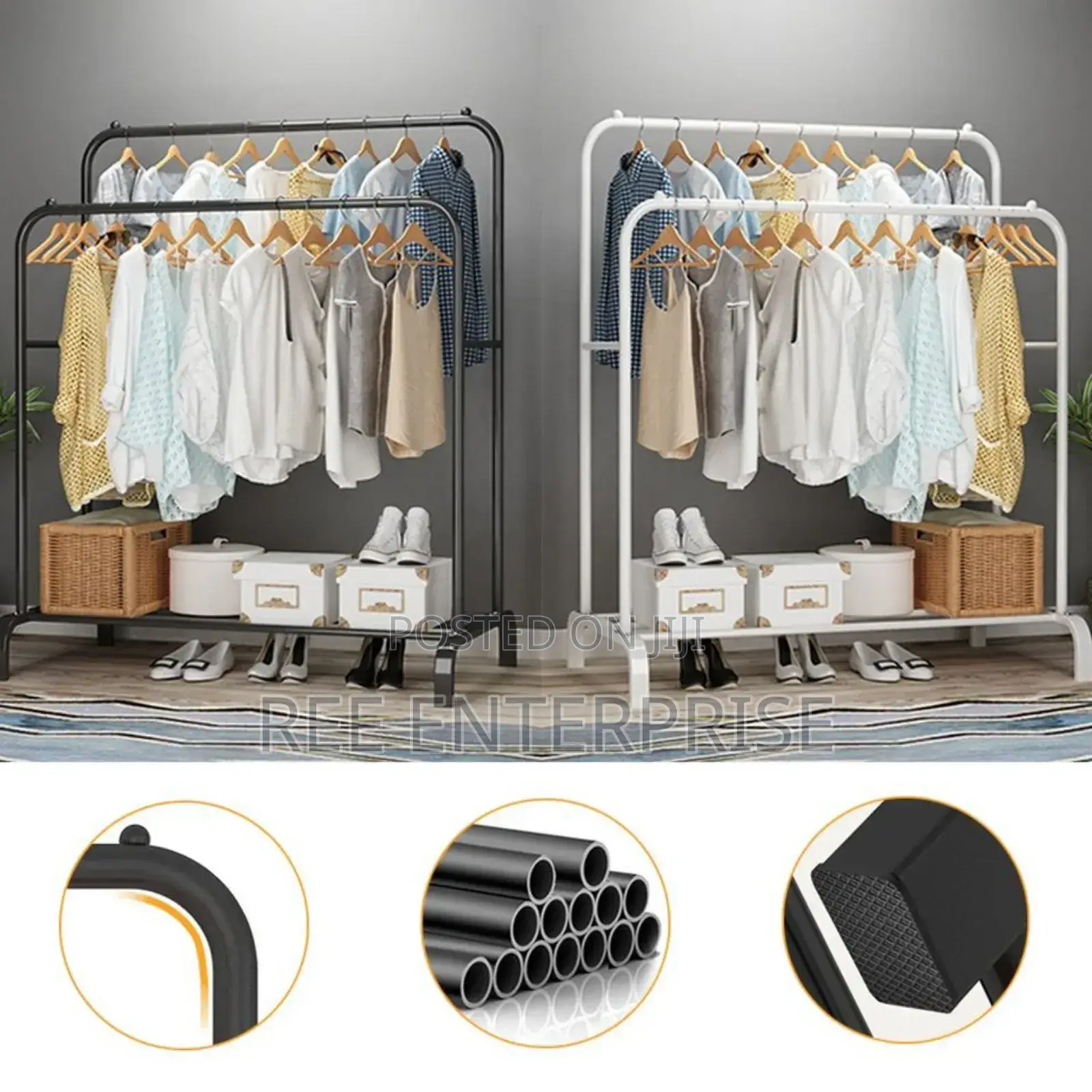 Brand New Double Pole Clothing Rack With Shoes Rack