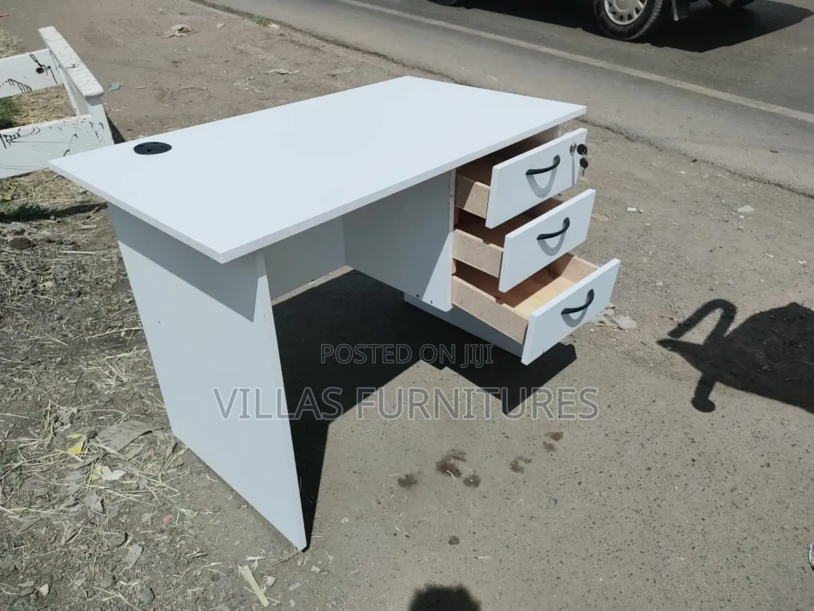 All White Study Desk