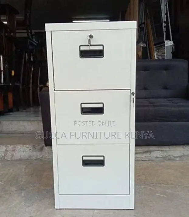 Cabinets:Metallic 3-Drawer Storage Unit for Office Documents