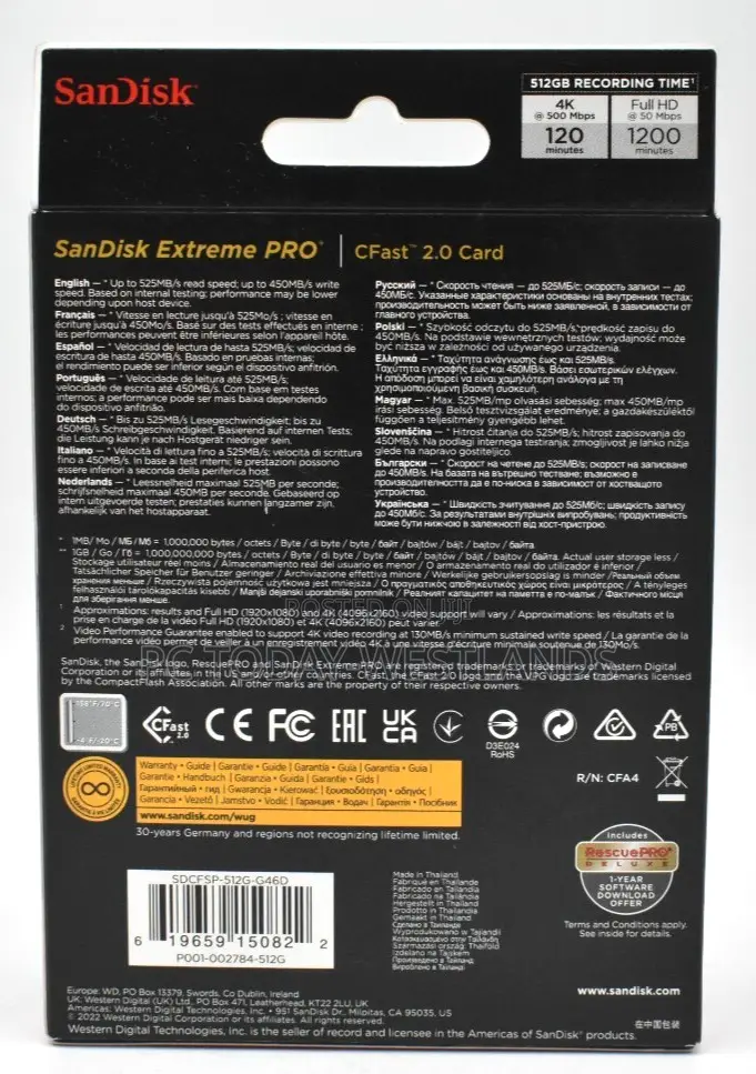 Sandisk Extreme Pro Cfast 2.0 Card 512gb SDCFSP-512g-G46d