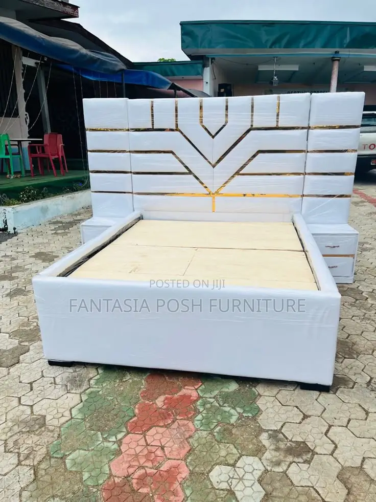 5 by 6 White Majesty Deco Bed With 2 Sideboxes - Free Delivery