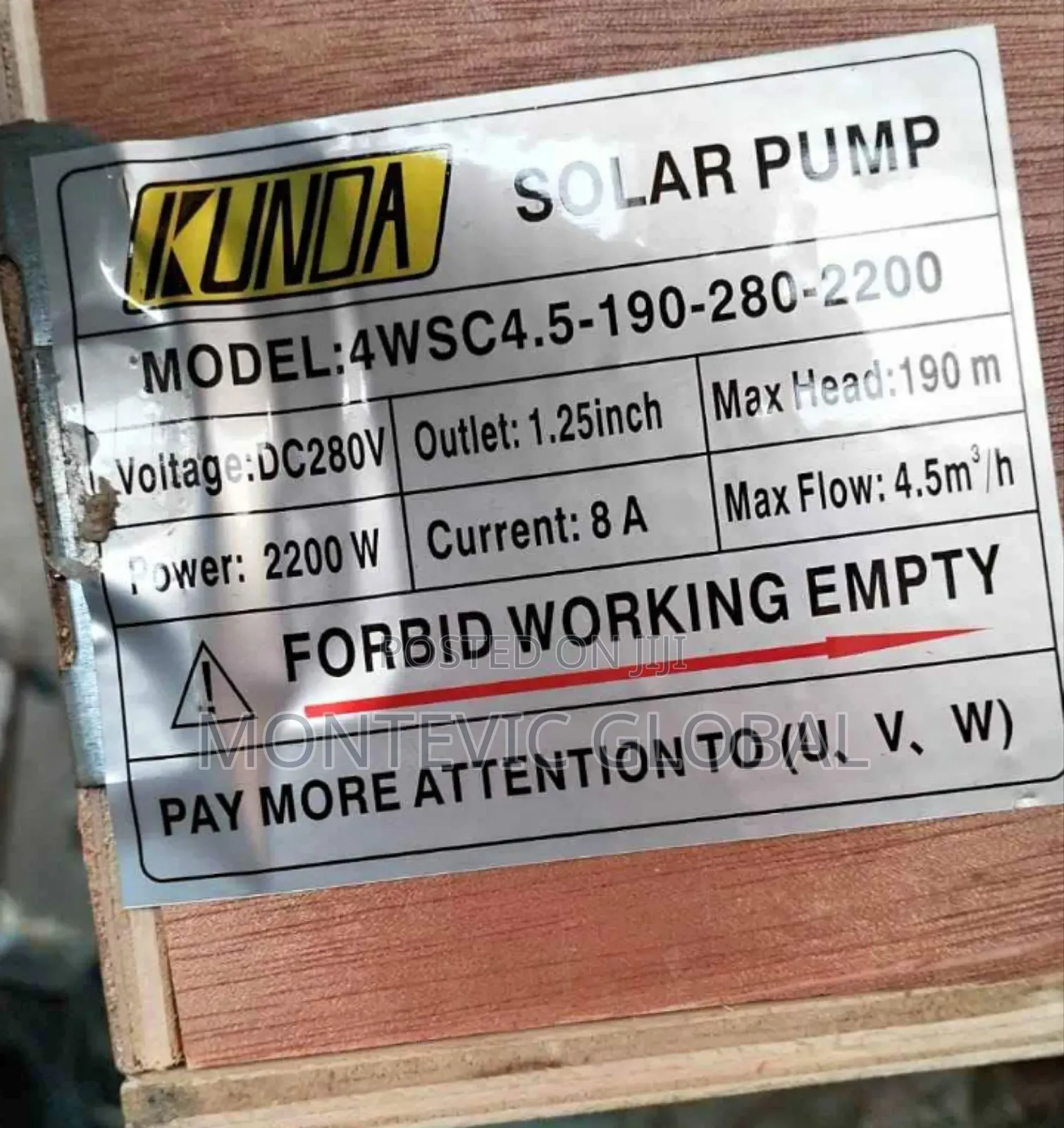 Kunda Dc Solar Submersible Water Pump 190m