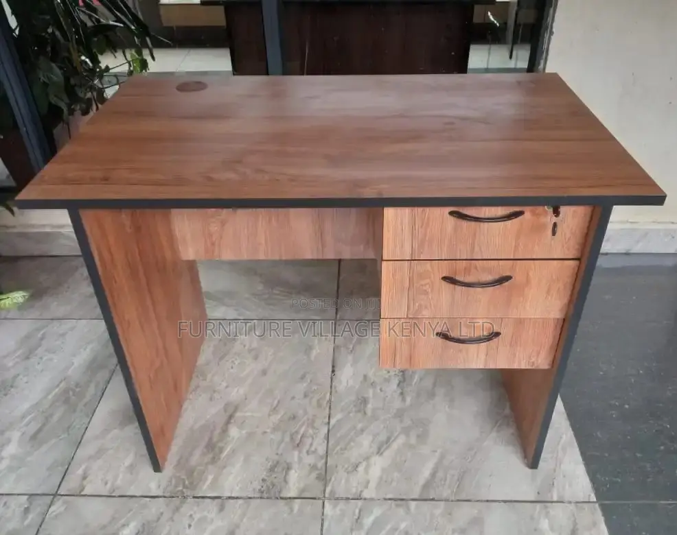 Office Desk:120cm Refined Wood Desk With Three Drawers