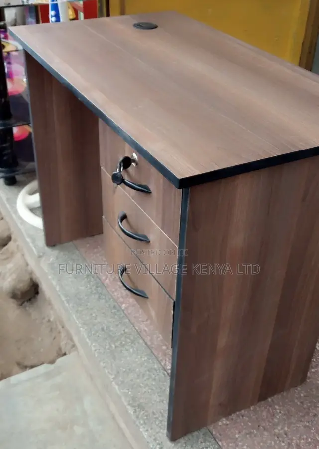 Office Desk:120cm Refined Wood Desk With Three Drawers
