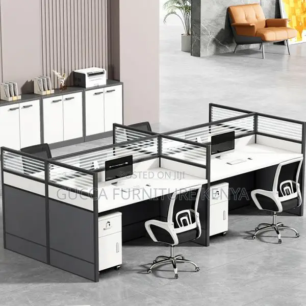 Workstations: Rectangular Office Working Station for 4-User