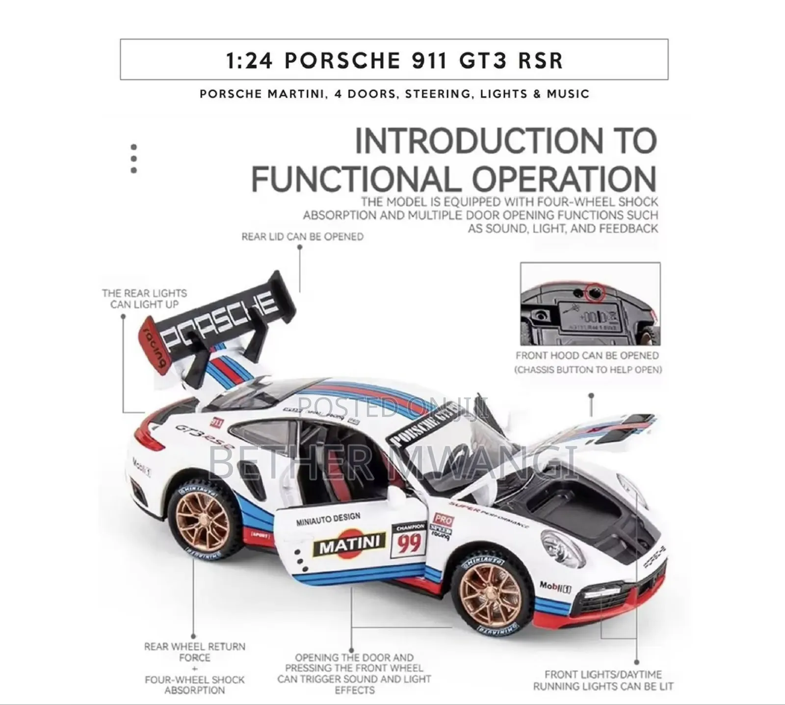 Porsche 911 Gt3 RSR Die Cast Car in Kenya