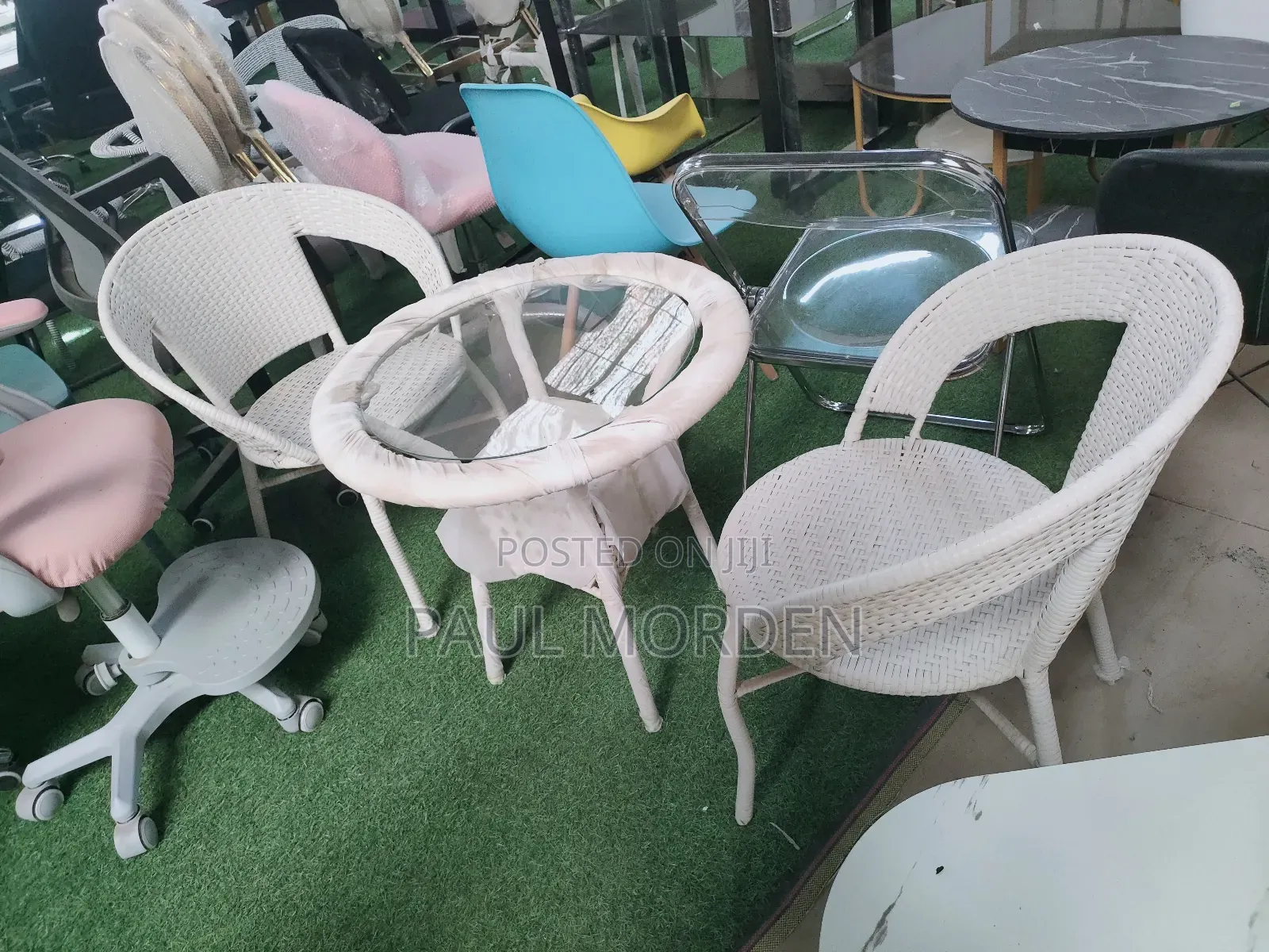 White Outdoor Table With Two Chairs
