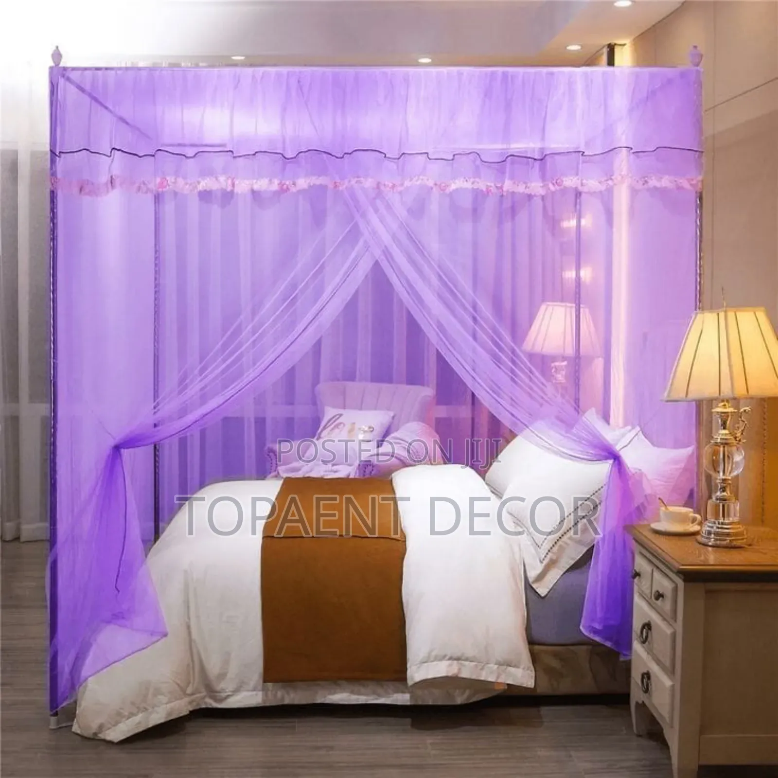 Essential Sleep 4by6 4 Stand Purple Mosquito Net