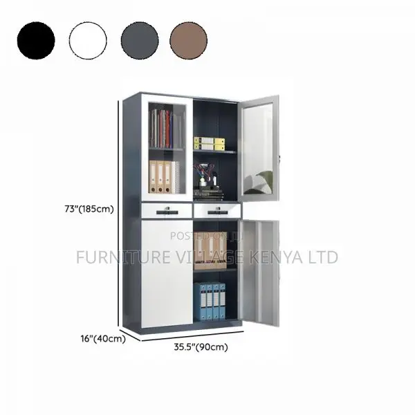 Office Cabinet:Dual-Door Office Storage Unit With Drawers