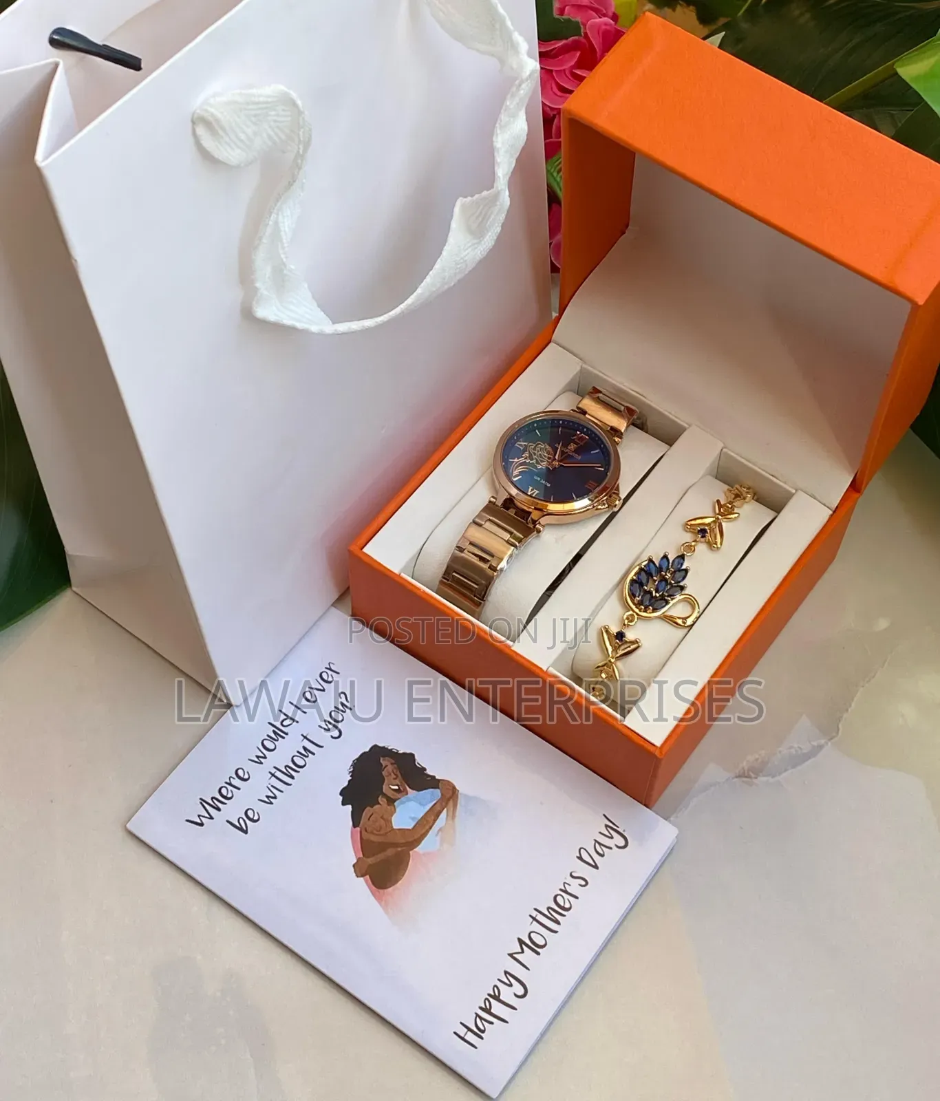 4 In 1 Mother's Day Gift Pack With Gold Watch And Bracelet