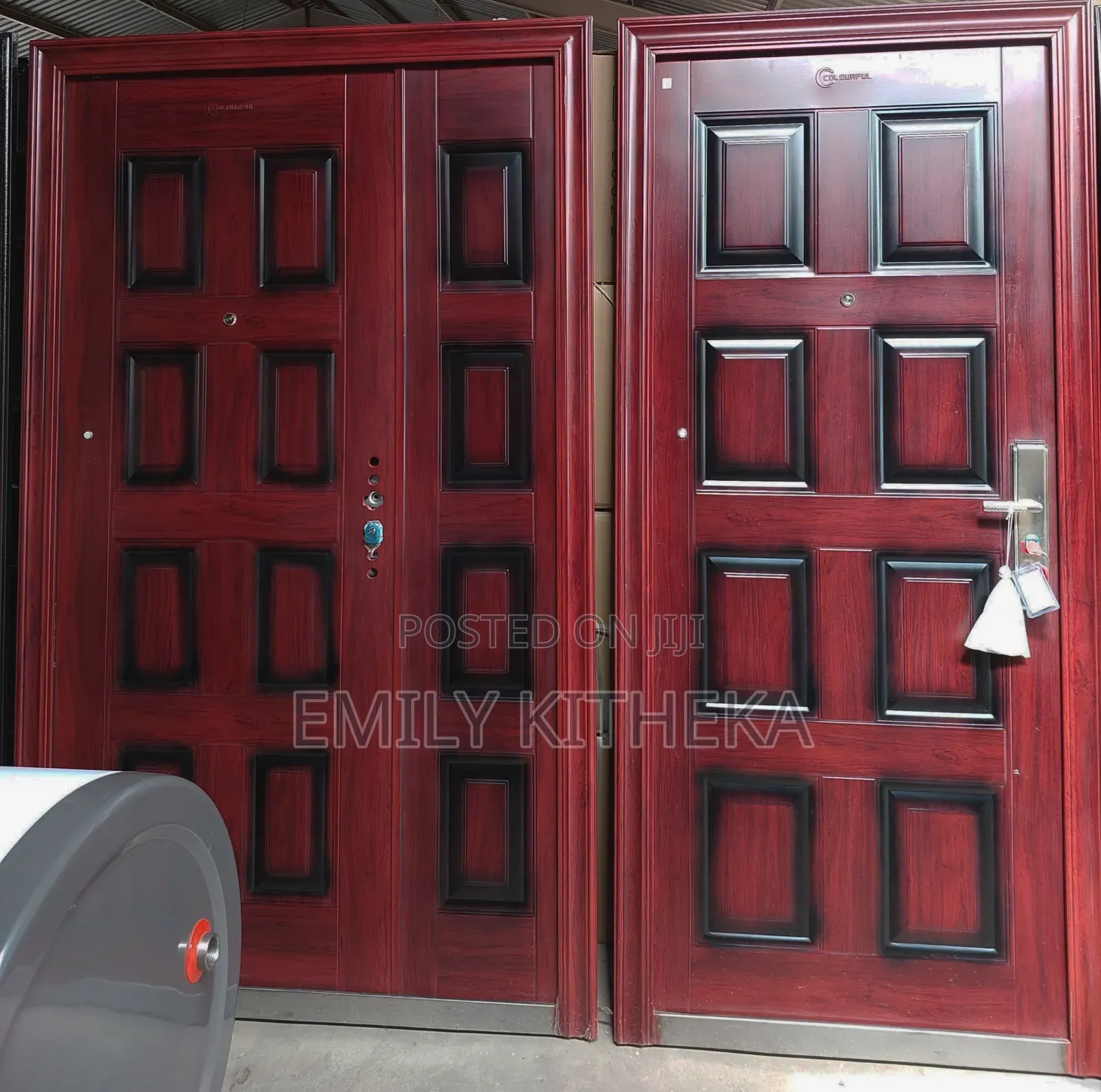 Steel Double Door Dark Brown