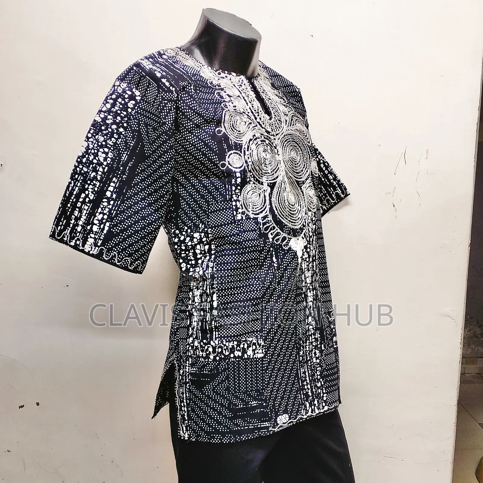 Black and White Shirt With Embroidery