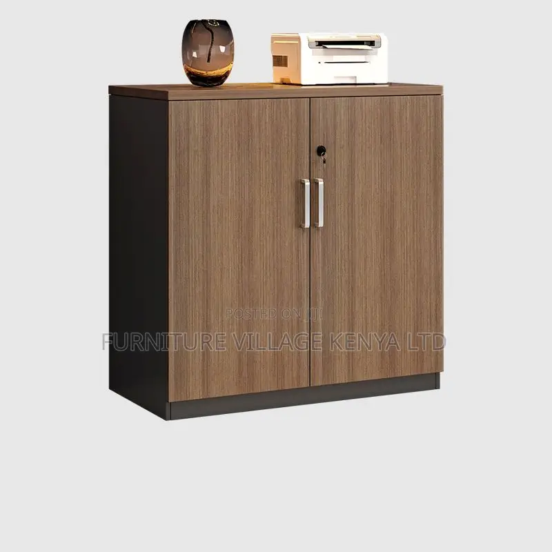 Cabinets: Double-Door Wooden Credenza Filling Office Cabinet