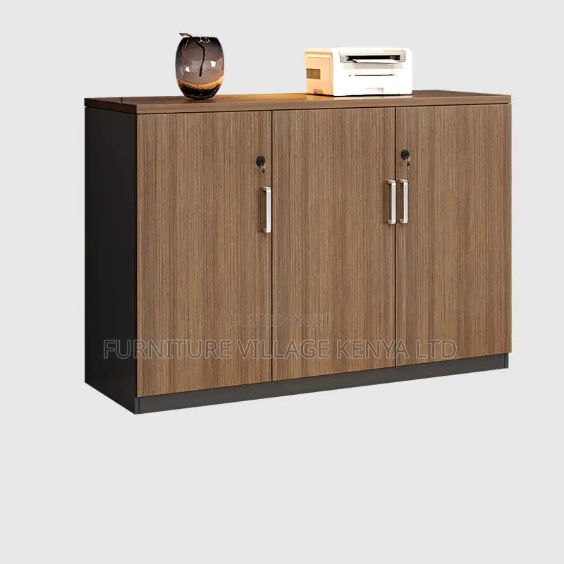 Cabinets: Double-Door Wooden Credenza Filling Office Cabinet