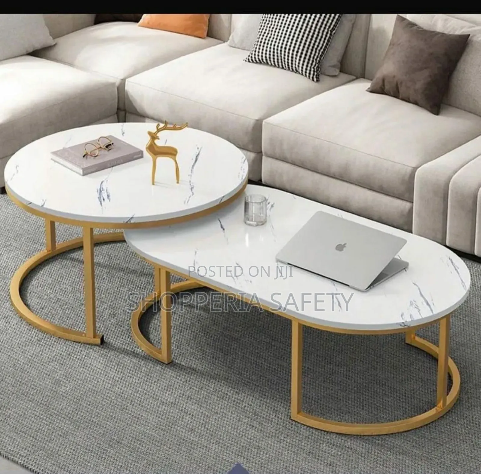 Glass Toping Nesting Coffee Table -Whiute