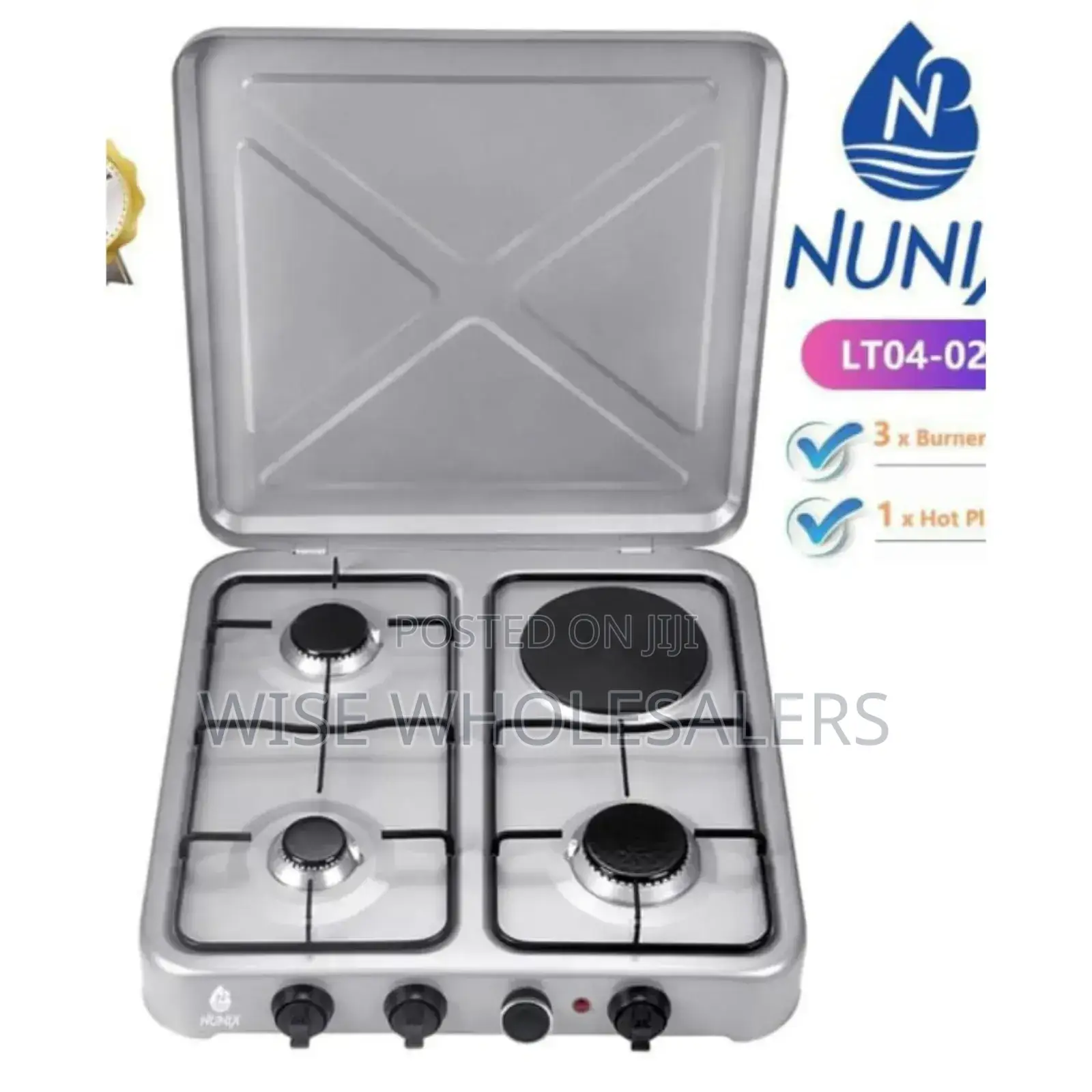 Nunix Table Top Cooker 3 Gas + 1 Electric Burner Stove