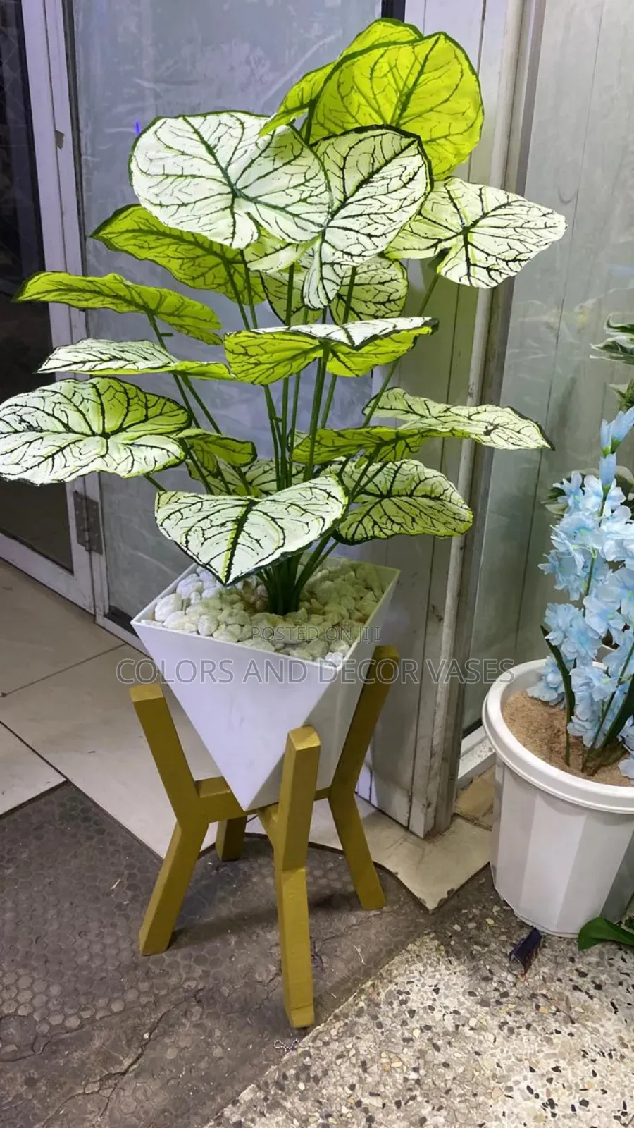 Flower Plant on Stand and Vase