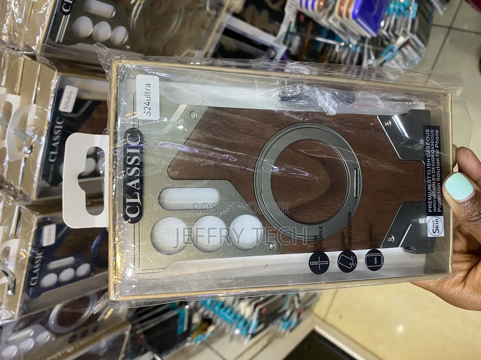 Carveit Wood Case for Galaxy S24 Ultra Natural Wood Metal