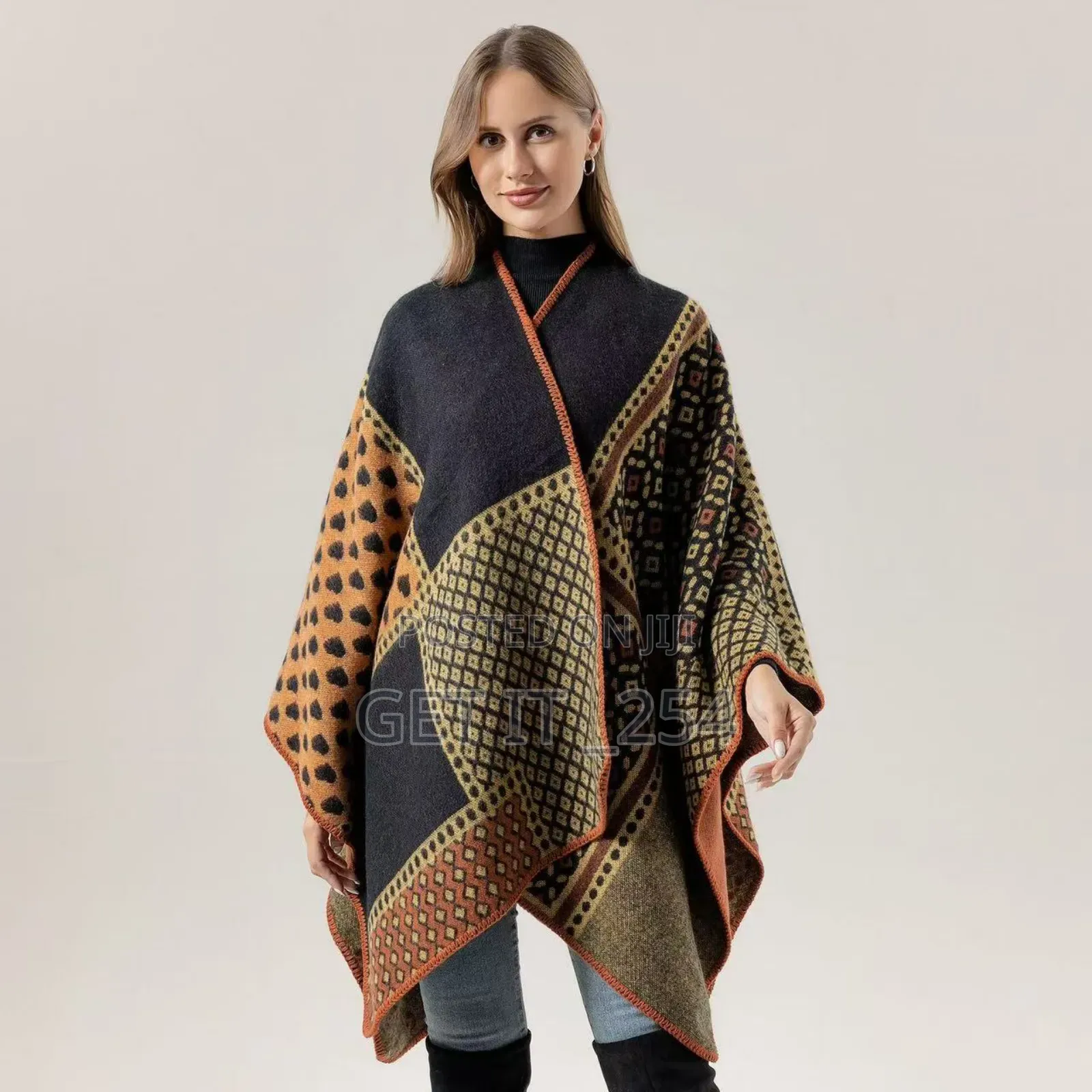*Women's Geometric Wrap Shawl/Poncho*