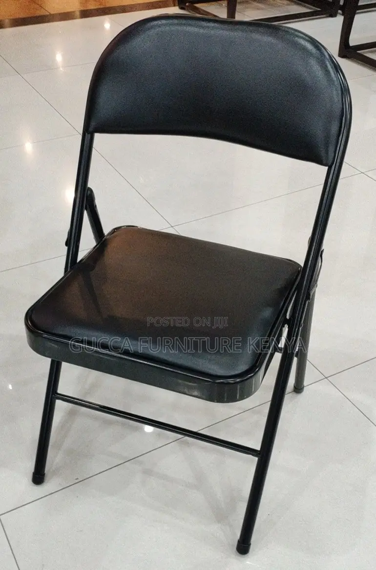 Office Chair:Foldable Black Steel Frame Simple Office Chair